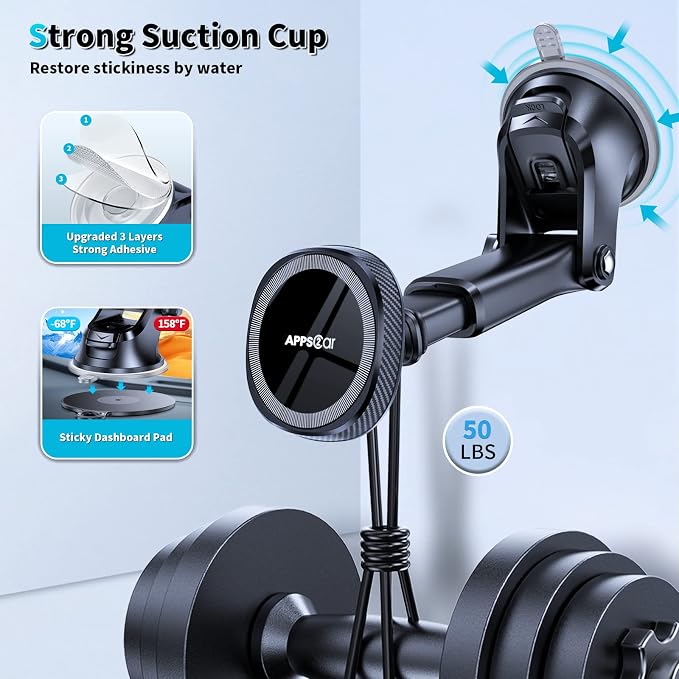 APPS2Car for MagSafe Car Mount, Magnetic Phone Holder for Car Dashboard - Image 7