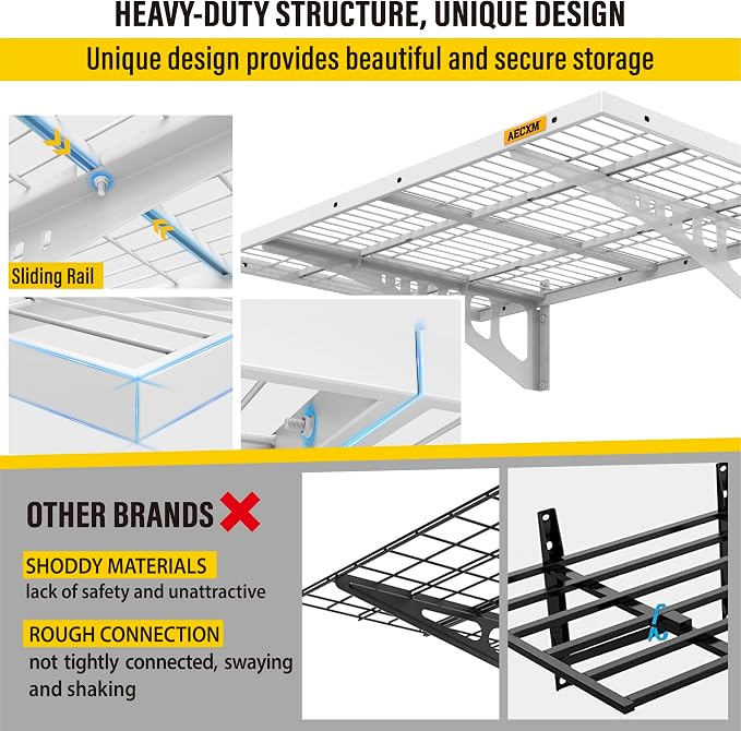 2x3ft 2Pack Wire Shelving Unit Heavy Duty Garage Storage Shelves Wall Mounted - Image 5