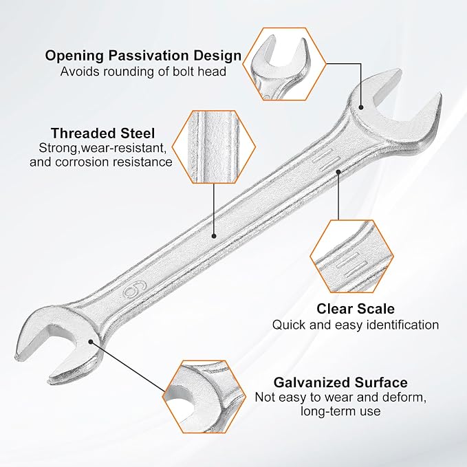 HARFINGTON Double Open End Wrench 9mm x 11mm Metric 15 Degree Offset Angle - Image 4