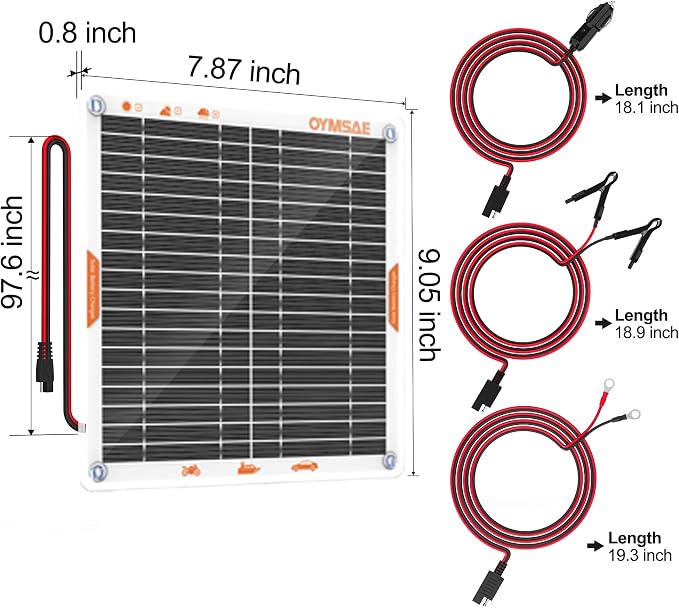 OYMSAE 5W 12V Solar Car Battery Charger Portable Waterproof Solar Power Battery - Image 5