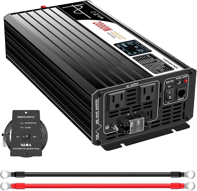 Xijia 2000W Pure Sine Wave dc to ac Inverter Remote Switch DC 24V to AC 120V by XIJIA