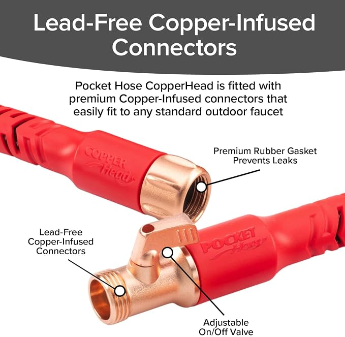 Pocket Hose Copper Head w/New Pocket Pivot Expandable Garden Hose 50 FT - Image 9