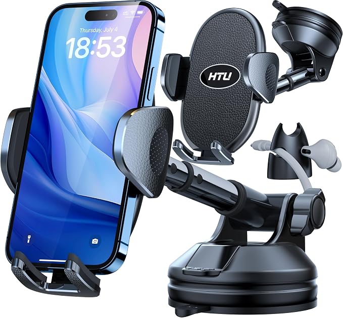HTU 【Military-Grade Suction】 2025 Cell Phone Holder by HTU15yearsincarmounts