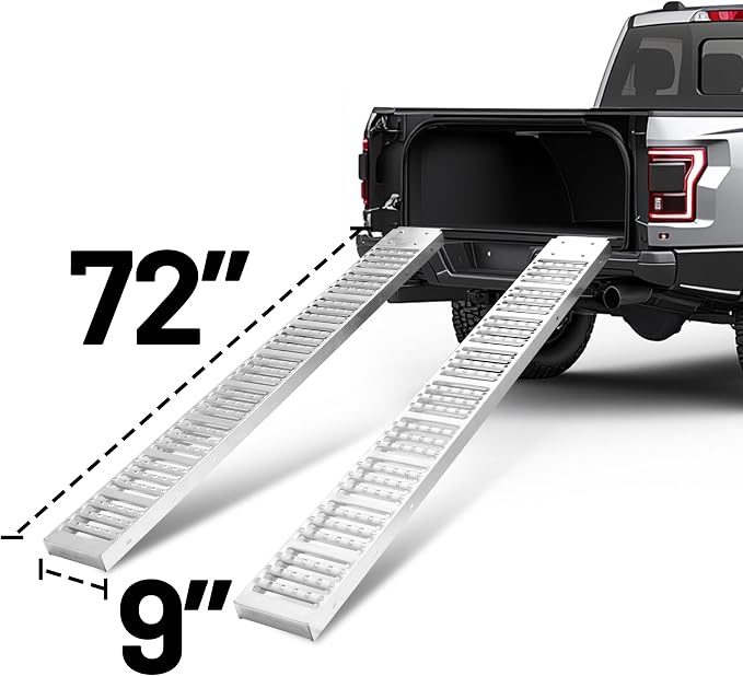 Rockland 72" x 9" Steel Truck Ramps, 1000 LBS Capacity, Portable Trailer Ramps - Image 6