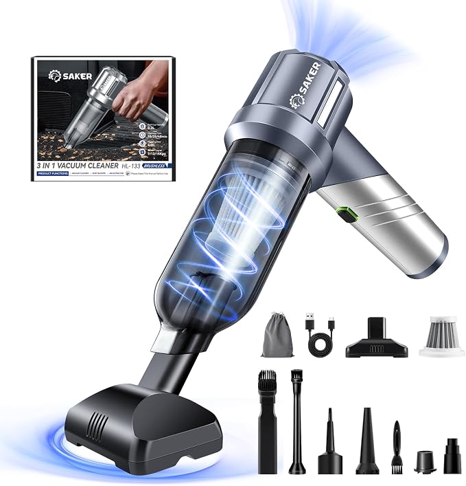 Saker Car Vacuum Portable Cordless, Foldable Mini Handheld Vacuum Cordless and by Saker