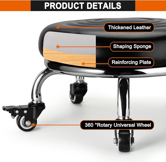 Low Rolling Stool, Low Stool - Image 5
