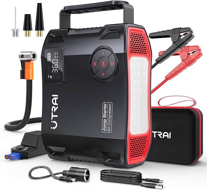 UTRAI Jump Starter with Air Compressor, 6000A 27000mAh Car Starter Jump Box by UTRAI
