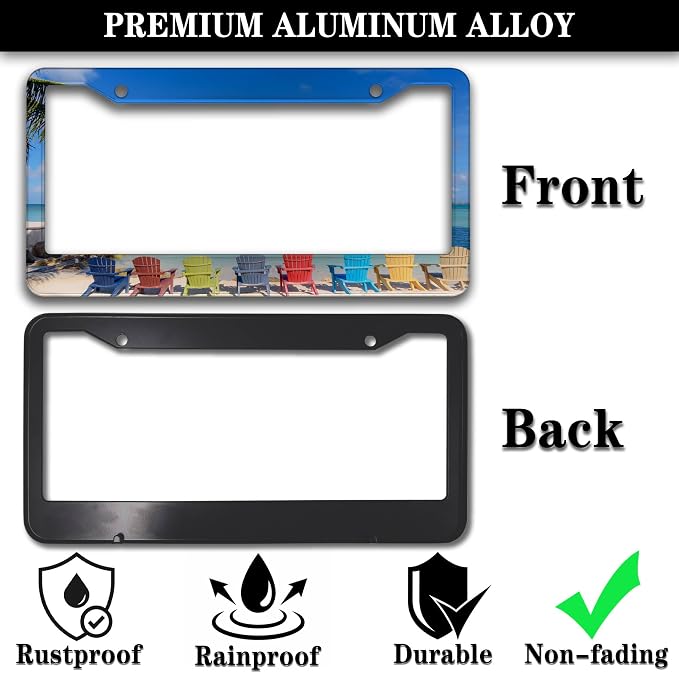 License Plate Frames License Plate Frame Beach Loungers Colorful Chairs in - Image 3