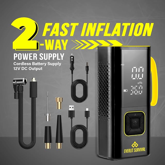 Tire Repair Kit with Air Compressor Car Emergency Kit with Universal Tire Plugs - Image 6