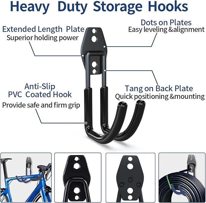 3-H Garden Hose Holder Wall Mount 4 Pack, Solid Steel Hose Hanger, Water Hose - Image 3
