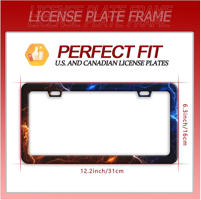 Red and Blue Lightning License Plate Frame Funny License Plate Frames Stainless - Image 7