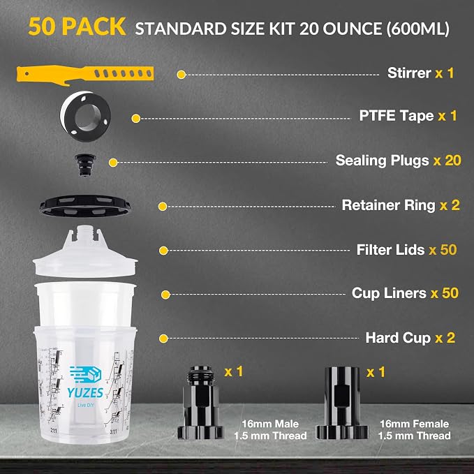 YUZES Paint Mixing Cups System 20 Ounce, 50 Disposable Paint Cups Liners and - Image 2