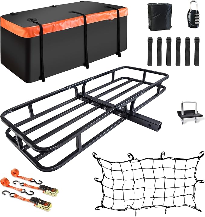 MeeFar Hitch Mount Cargo Carrier Basket 53" x19" x 5"+Waterproof Cargo Bag by MeeFar