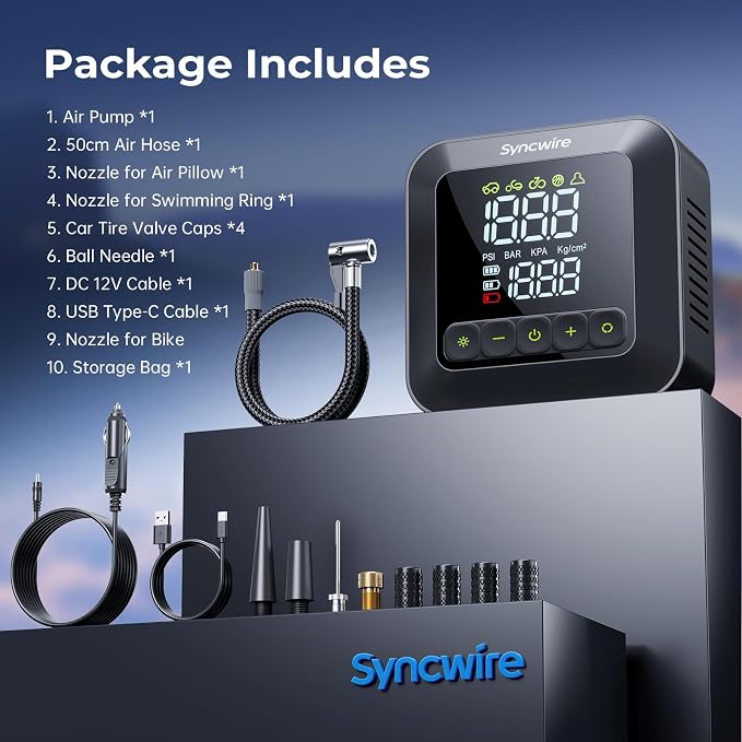 Syncwire Tire Inflator Portable Air Compressor 150PSI Air Pump - Image 8