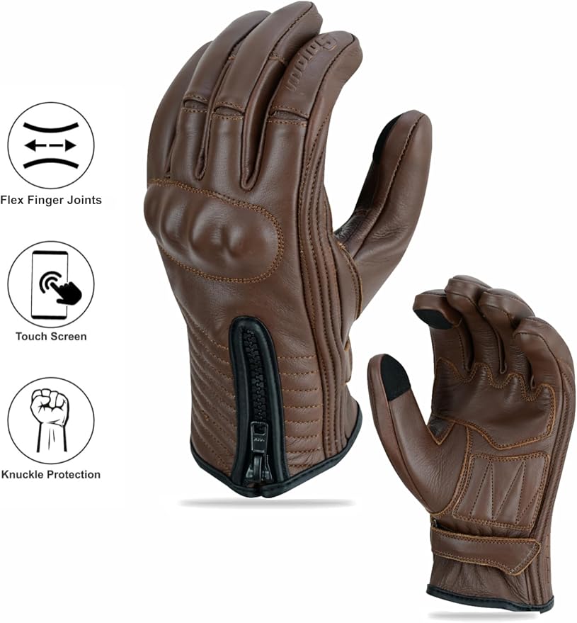 Full Finger Leather Motorcycle Gloves - Image 4