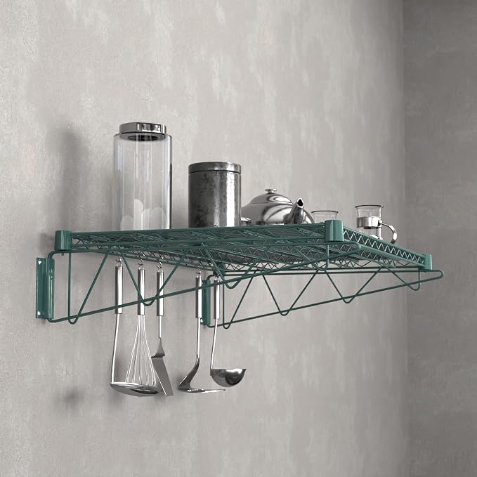 24" x 36" Green Epoxy Wire Wall Mount Shelf - Image 2