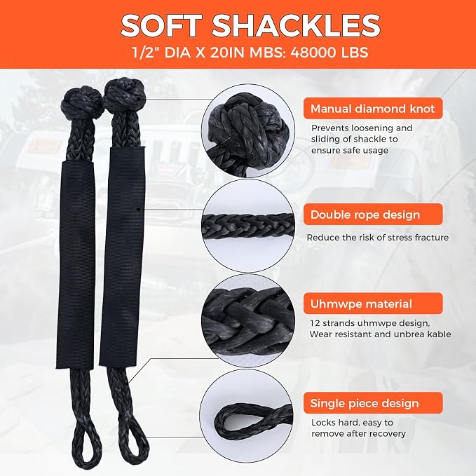 Kinetic Recovery Tow Rope, 48000LBS Snatch Strap - Image 3