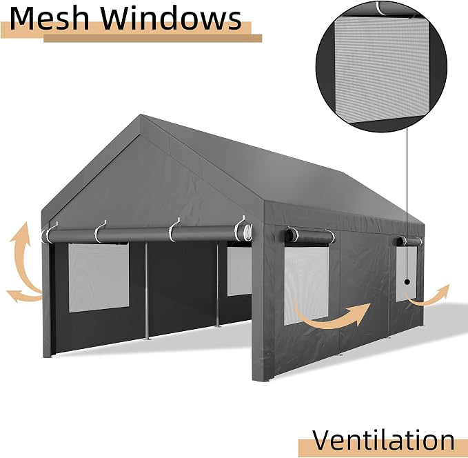 JY QAQA 10x20 FT Heavy Duty Carport - Image 4