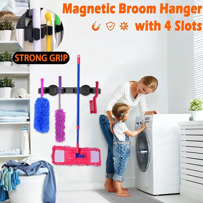 Heavy Duty Magnetic Broom Holder, Strong Magnetic Mop Hanger - Image 3
