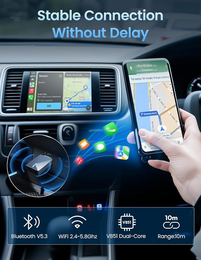 Kello Wireless CarPlay Adapter for iPhone, Convert Wired to Wireless Carplay - Image 3