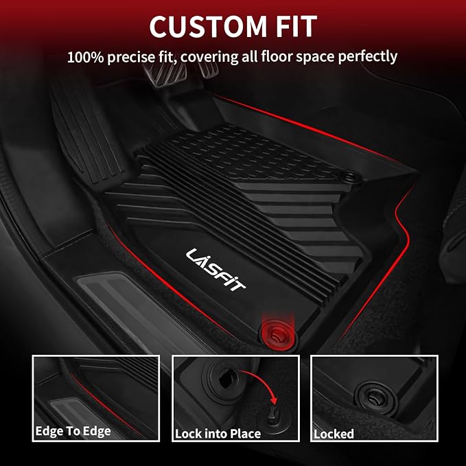 LASFIT Floor Mats for Acura RDX All Weather Floor Liner TPE Custom Fit 1st & - Image 2