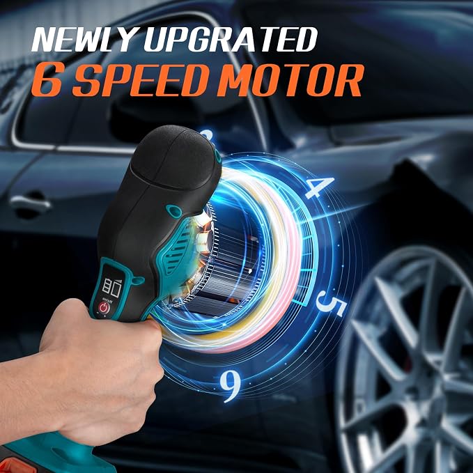 Cordless Car Buffer Polisher w/ 2x2000mAh 21V Batteries, 6 Inch Car buffer - Image 4