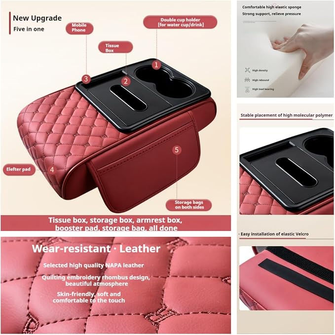 Center Console Cover Organizer, 5-In-1 Arm Rest Cover - Image 4