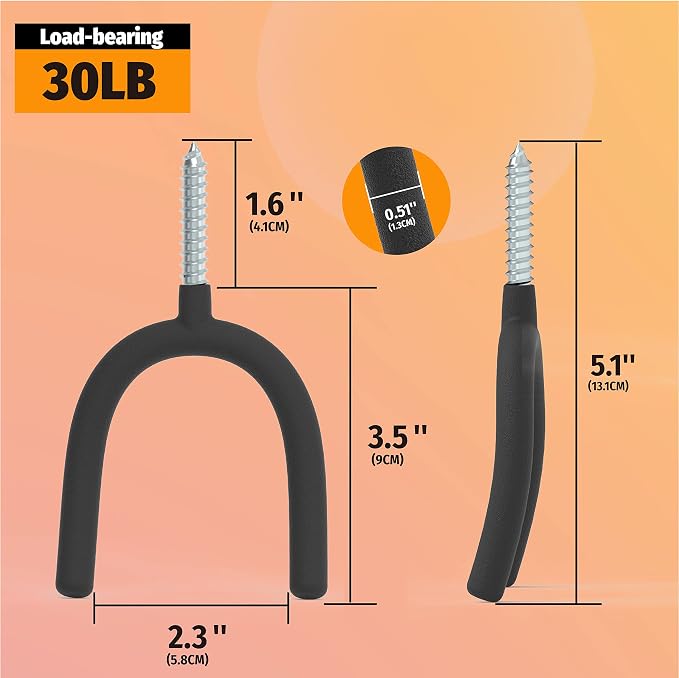 HUHOLE Screw in U Hook, Shovel Holder Wall Mount, U Hooks - Image 5