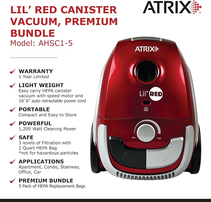 Atrix Red Lil Portable Canister Vacuum Cleaner - Image 3