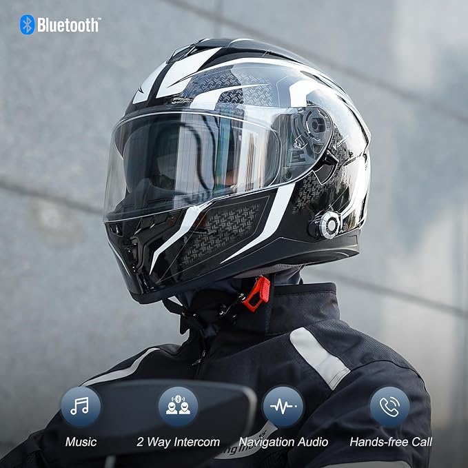 Full Face FreedConn Motorcycle Helmet Bluetooth 5.0 Integrated 2 Way Intercom - Image 8