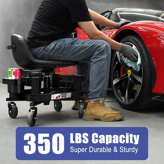 Rolling Stool with Wheels, Adjustable Shop Stool Mechanic Chair Seat Garage - Image 2