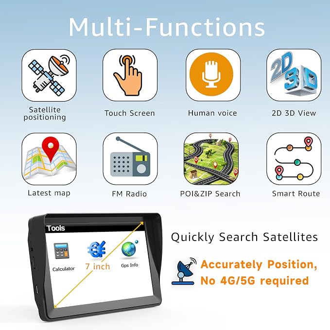 7-Inch GPS Navigator for Car Truck RV, 2025 Offline Maps - Image 2