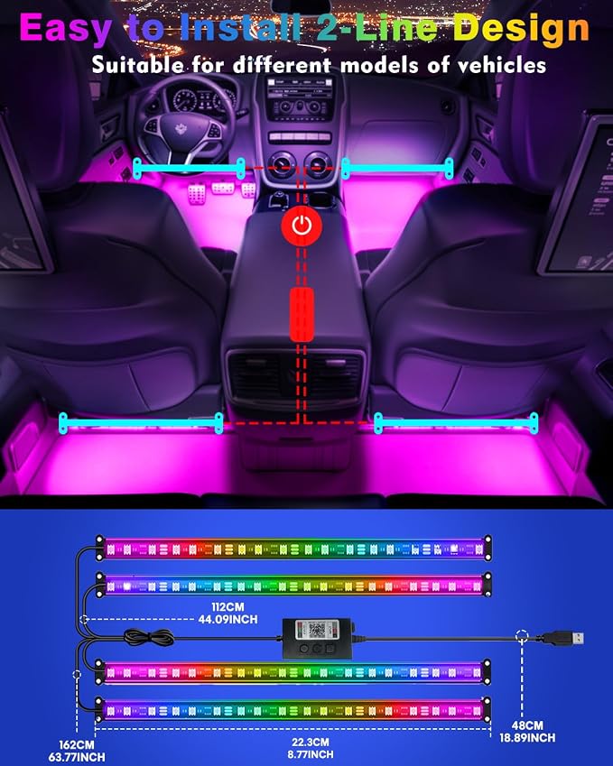 Car Led Strip Lights, RGB Truck Interior Lights - Image 6
