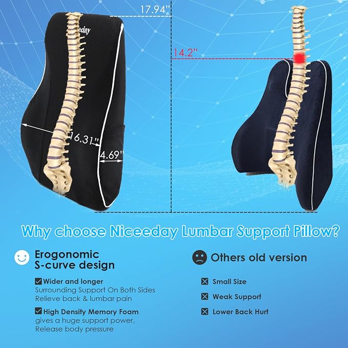 Lumbar Support Pillow for Office Chair Car Back Support Pillow, Memory Foam - Image 6