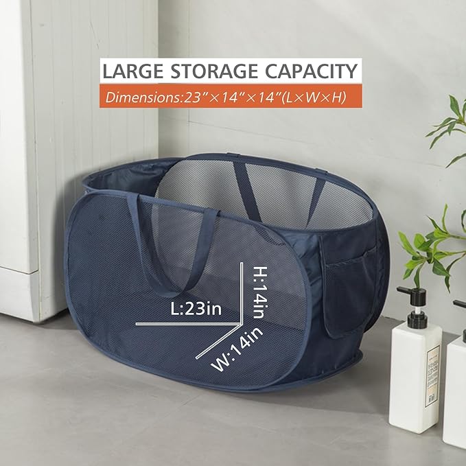 Sturdy Mesh Laundry Hamper Basket Bag, Pop up Basket - Image 4
