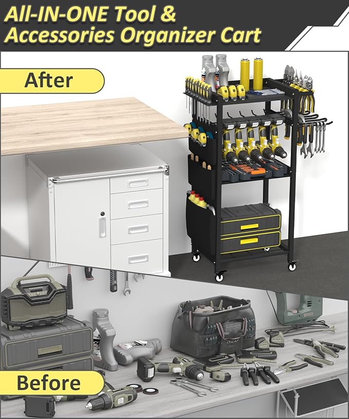 Artibear 4-Tier Rolling Power Tool Organizer Storage Cart, Garage Organization - Image 2