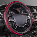CAR PASS Sporty Quilting Leather Universal Fit Steering Wheel Cover, Fit by CARPASS