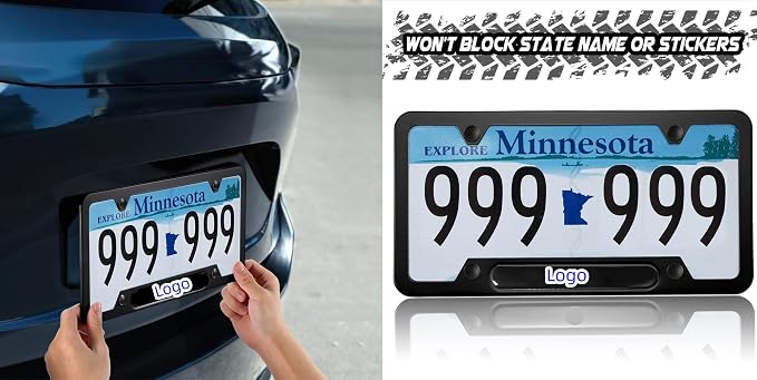 License Plate Frames, 2 Packs Front Rear Car Tags, Aluminum Alloy License Plate - Image 5