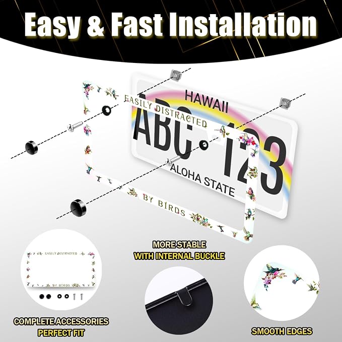 Easily Distracted by Birds License Plate Frame Funny Birds License Plate Holder - Image 5