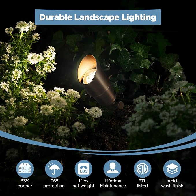 Gardencoin Solid Brass Outdoor Landscape Spotlights, 12V Heavy Duty Low Voltage - Image 2