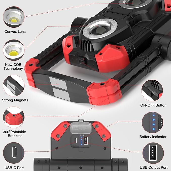 Adelante 2Pack Rechargeable LED Work Light - Image 5