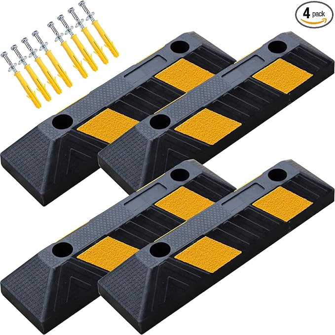 Heavy-Duty Rubber Parking Curbs, Parking Garage Floor Stoppers by OranLite