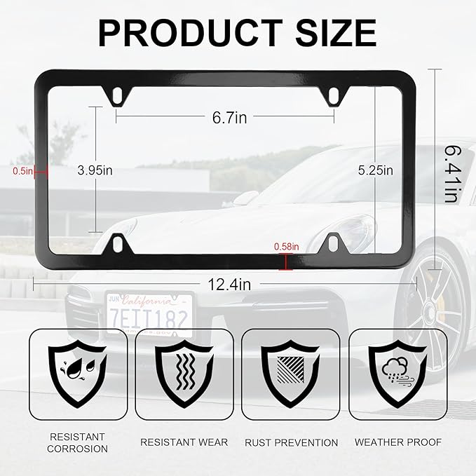 LivTee 4 Holes Stainless Steel License Plate Frames, Automotive Exterior - Image 3
