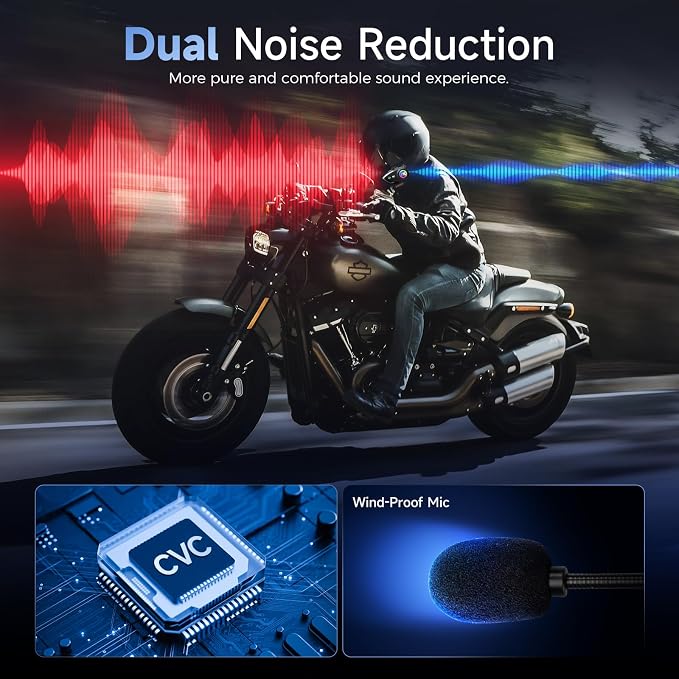Moman Motorcycle Intercom Headset, H1 1 Pack Dirt Bike Communication System AI - Image 5