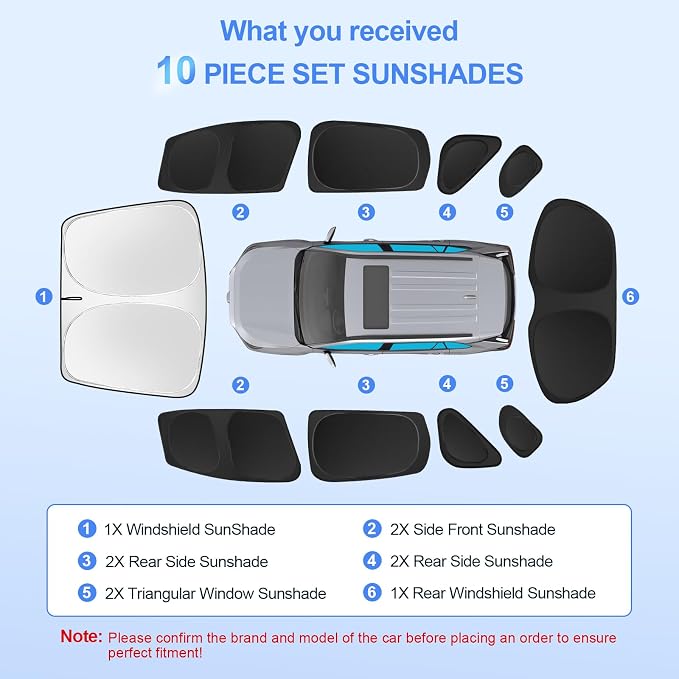 10pcs Car Window Shades for 2015-2020 Honda Fit Accessories, Windshield Side - Image 7