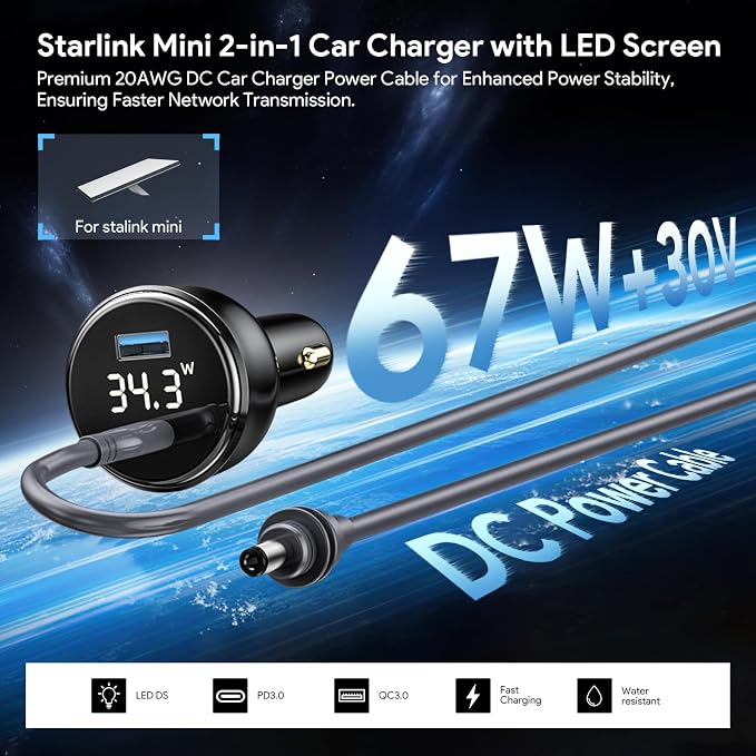 EDUP Starlink Mini Car Adapter DC Power Cable & Starlink Cigarette Lighter - Image 3