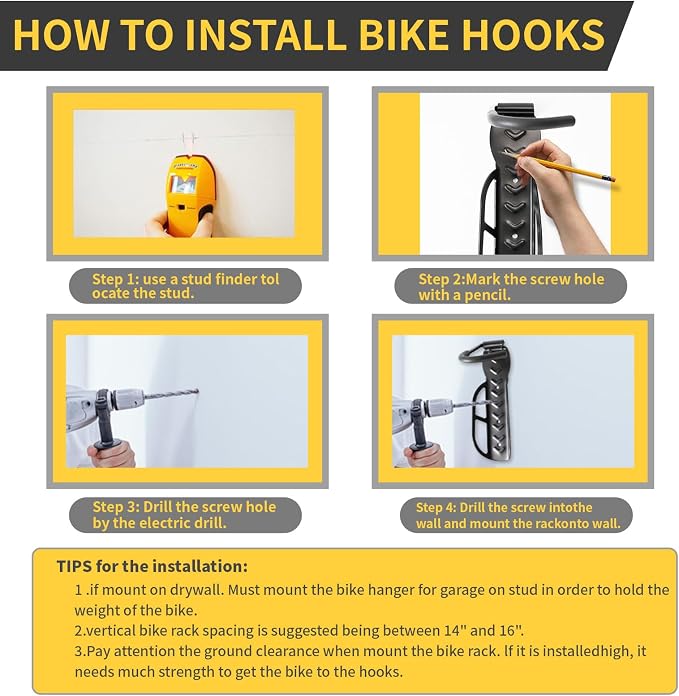 Vertical Bike Rack Wall Mount for Garage–Heavy-Duty Steel Bicycle Hook for - Image 6