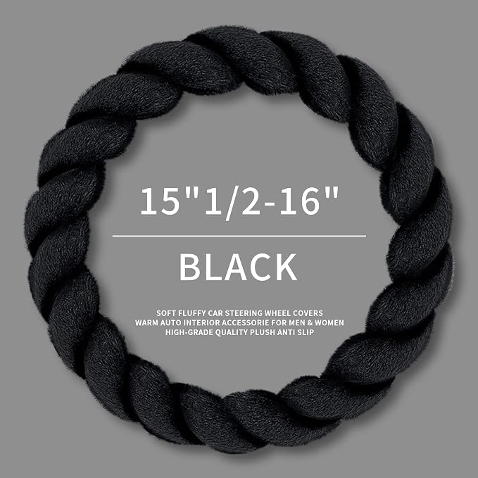 Luxury Fluffy Winter Car Steering Wheel Cover - Image 3