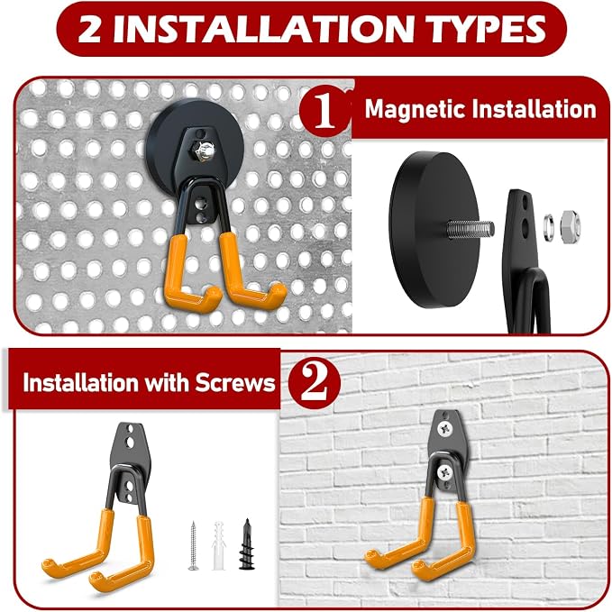3-H Heavy Duty Magnet Garage Hooks 4 Pack, Large Strong Magnetic Hooks - Image 6