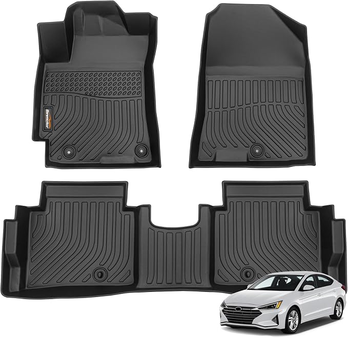 Binmotor- Floor Mats for Hyundai Elantra 2017-2020, Front & 2nd Row, TPE All by VisittheBinmotor